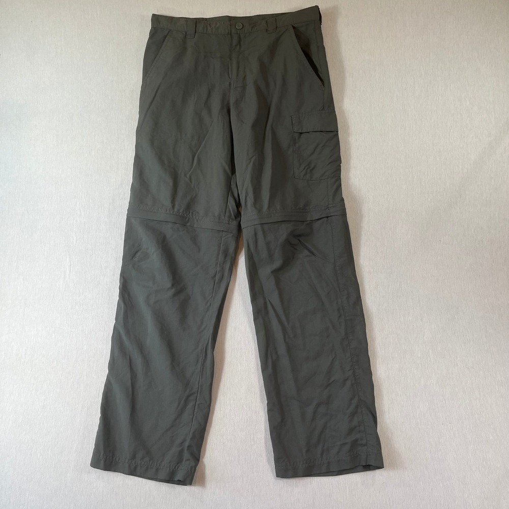 Columbia Omni-Shade Convertible Hiking Pants Boys Large 14/16 Gray Zip Off Cargo
